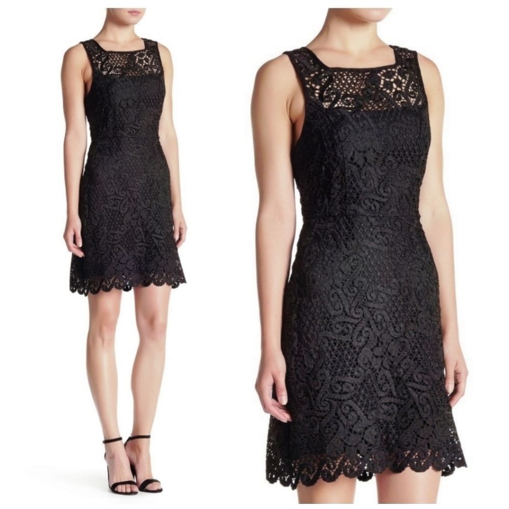 Yoana Baraschi Anthropologie Black celestial garden lace dress size 2‎